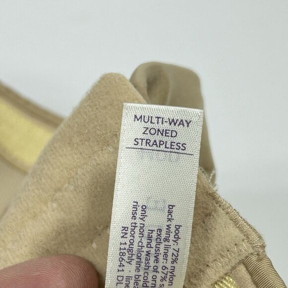 Cacique Lane Bryant Beige Tan Multi-Way Zoned Strapless Bra Size 44DD Underwire - Picture 7 of 12
